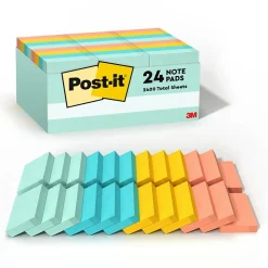 Post-it Notes, 1 3/8" x 1 7/8", Beachside Café Collection, 100 Sheet/Pad, 24 Pads/Pack (65324APVAD)