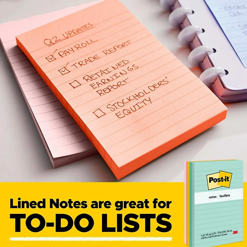 Post-it Notes, 1 3/8" x 1 7/8", Beachside Café Collection, 100 Sheet/Pad, 24 Pads/Pack (65324APVAD)
