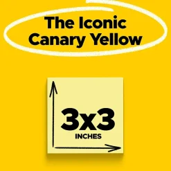 Post-it Notes, 3" x 3", Canary Collection, 90 Sheet/Pad, 24 Pads/Pack (65424CP)