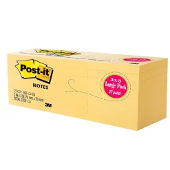 Post-it Notes, 3" x 3", Canary Collection, 100 Sheet/Pad (654-2700-YW)
