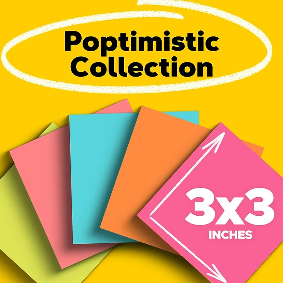 Post-it Notes, 3" x 3", Poptimistic Collection, 100 Sheet/Pad, 5 Pads/Pack (6545PK)