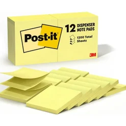Post-it Pop-up Notes, 3" x 3", Canary Collection, 100 Sheet/Pad, 12 Pads/Pack (R330-YW)