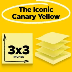Post-it Pop-up Notes, 3" x 3", Canary Collection, 100 Sheet/Pad, 12 Pads/Pack (R330-YW)