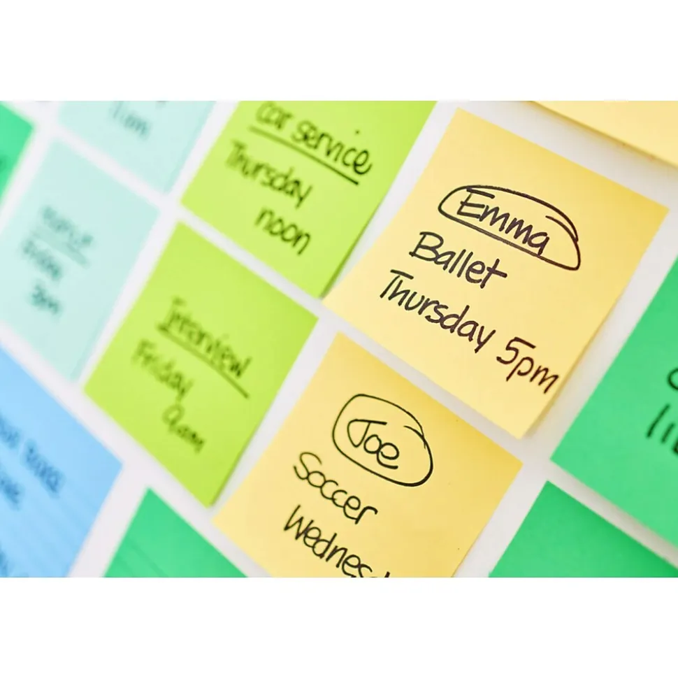 Post-it 100% Recycled Paper Super Sticky Notes, 3" x 3", Canary Collection, 70 Sheets/Pad, 24 Pads/Pack (654R-24SSCY-CP)
