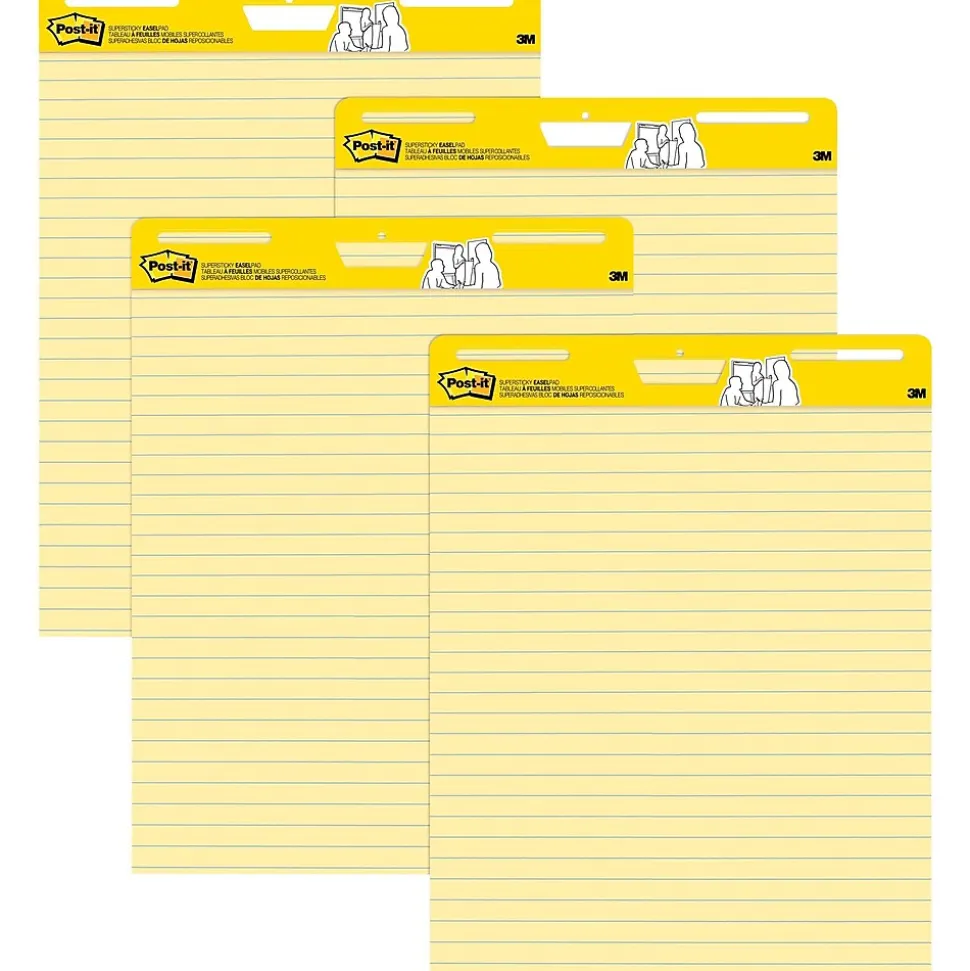 Post-it Super Sticky Easel Pad, 25" x 30", Lined, 30 Sheets/Pad, 4 Pads/Pack (561VAD4PK)