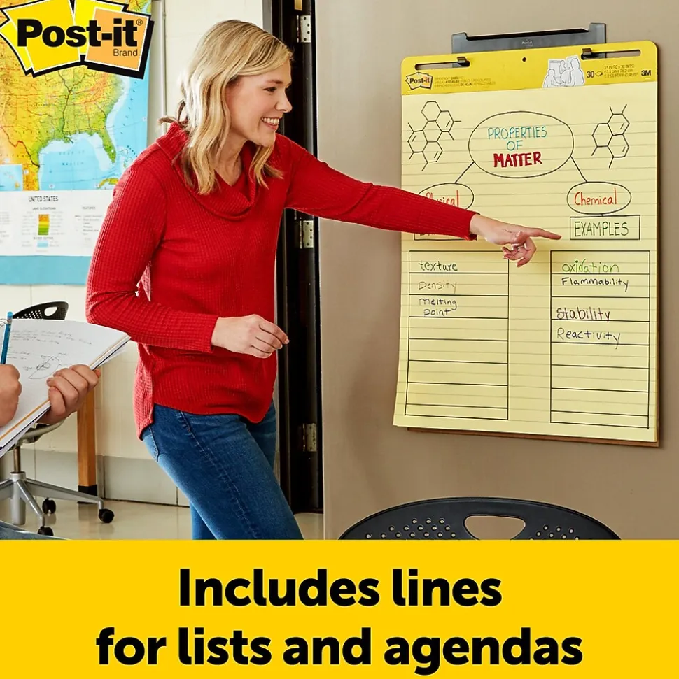 Post-it Super Sticky Easel Pad, 25" x 30", Lined, 30 Sheets/Pad, 4 Pads/Pack (561VAD4PK)