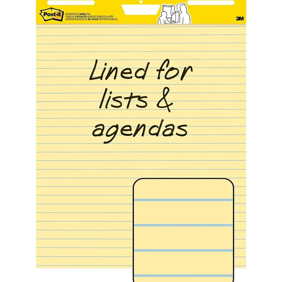Post-it Super Sticky Easel Pad, 25" x 30", Lined, 30 Sheets/Pad, 4 Pads/Pack (561VAD4PK)