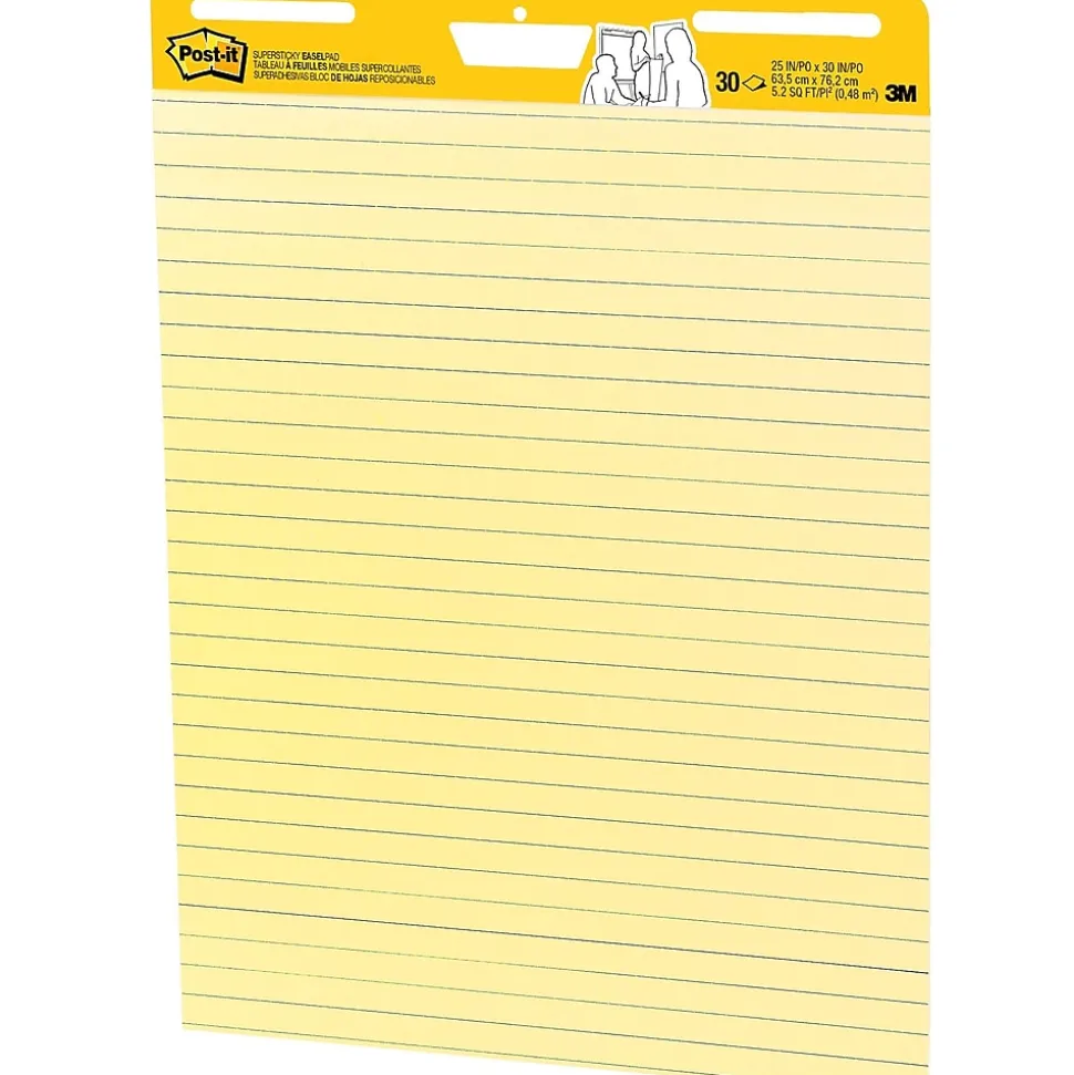 Post-it Super Sticky Easel Pad, 25" x 30", Lined, 30 Sheets/Pad, 4 Pads/Pack (561VAD4PK)