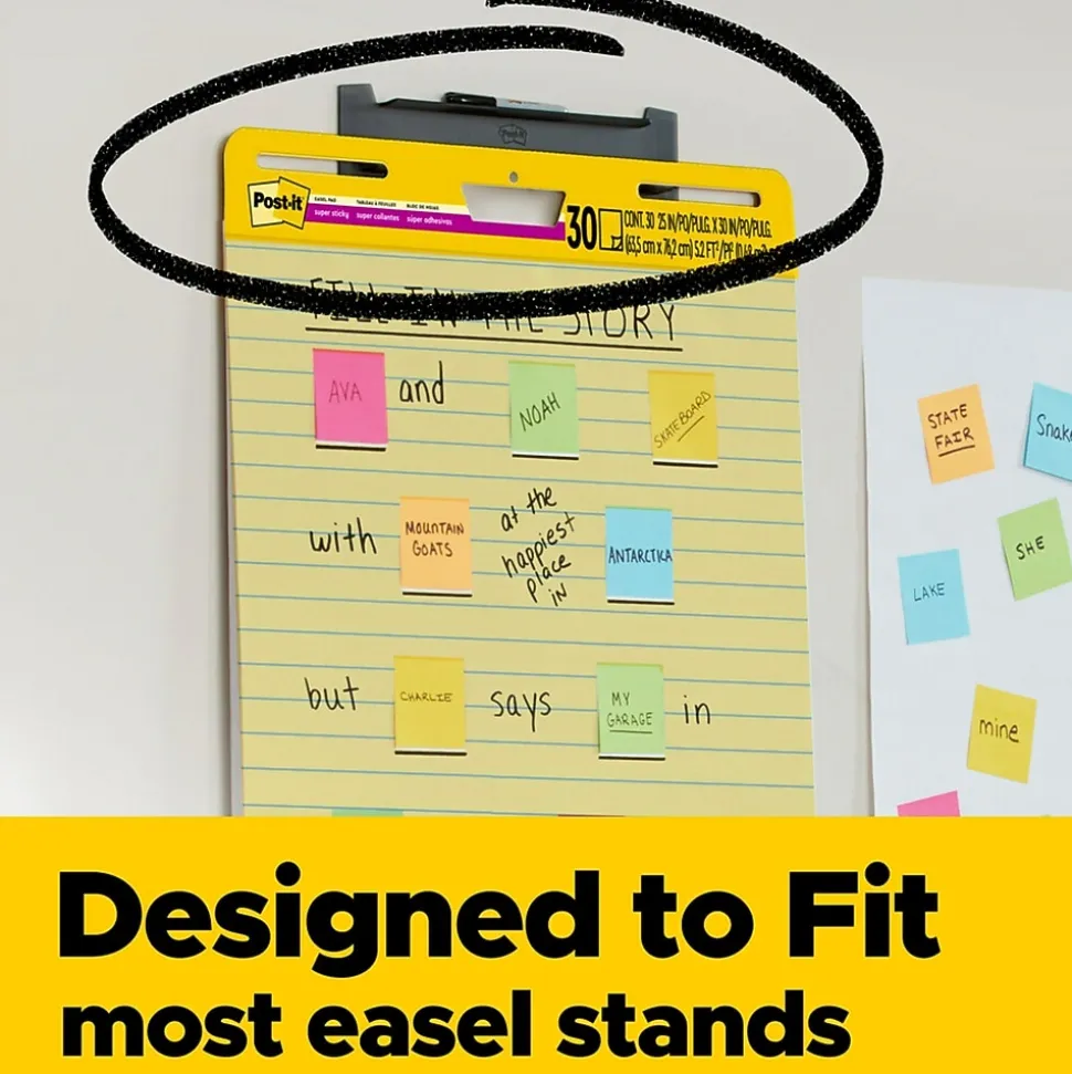 Post-it® Super Sticky Easel Pad, 25" x 30", Yellow with Lines, 30 Sheets/Pad (561)