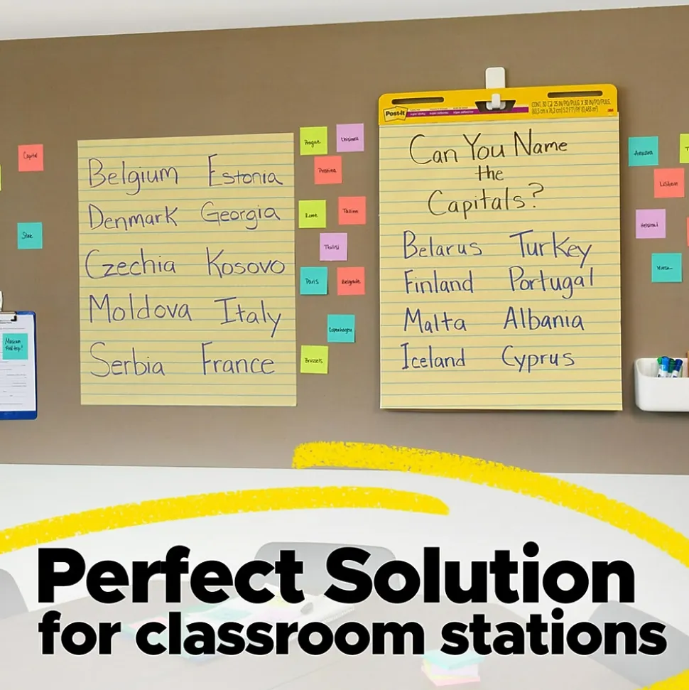 Post-it® Super Sticky Easel Pad, 25" x 30", Yellow with Lines, 30 Sheets/Pad (561)