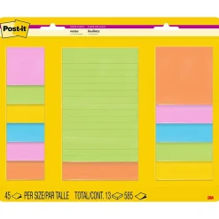 Post-it Super Sticky Notes, Assorted Sizes, Energy Boost, Lined & Unlined, 45 Sheets/Pad , 13 Pads/Pack (4623-13SSAU)