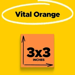 Post-it Super Sticky Notes, 3" x 3", Neon Orange, 90 Sheet/Pad, 5 Pads/Pack (654-5SSNO)