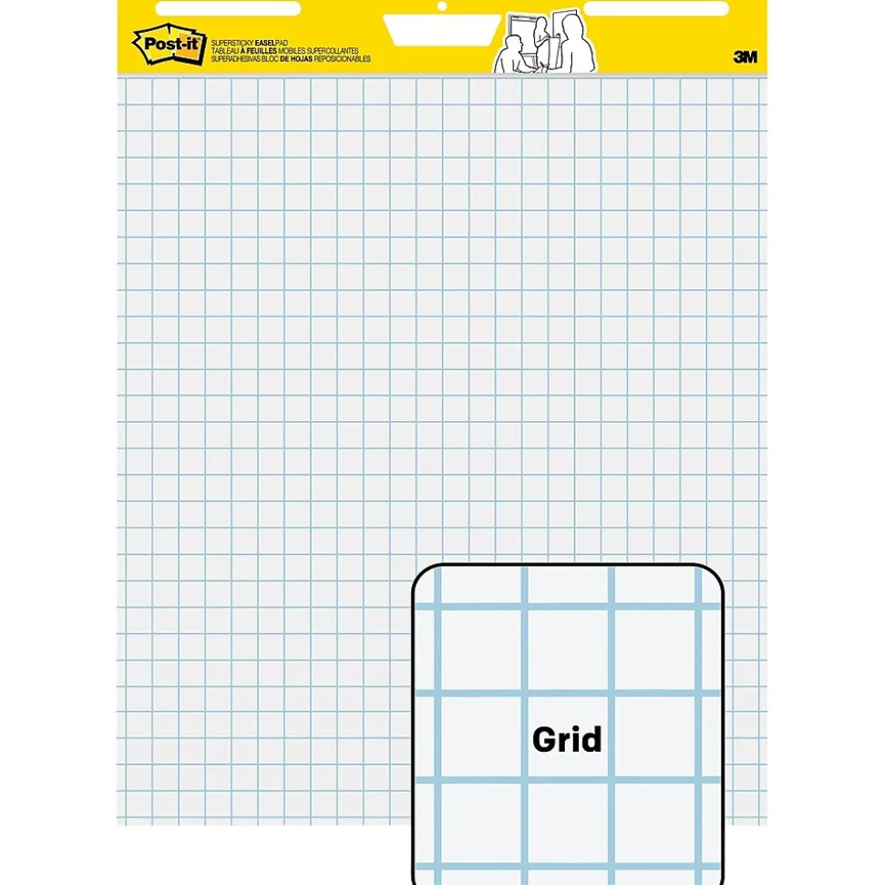 Post-it Super Sticky Wall Easel Pad, 25" x 30", Grid Lined, 30 Sheets/Pad, 4 Pads/Pack (560VAD4PK)