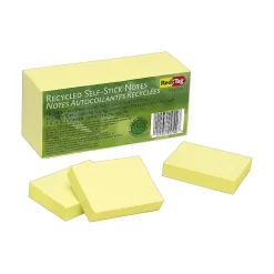 Redi-Tag Recycled Notes, 1 1/2" x 2", Yellow, 100 Sheet/Pad, 12 Pads/Pack (25700)