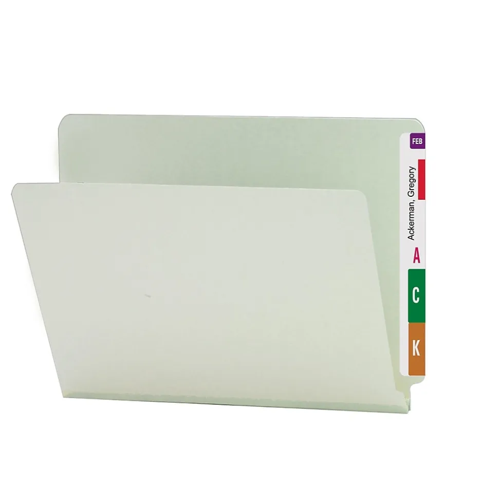 Smead ® End Tab Pressboard File Folder, Straight-Cut Tab, 1" Expansion, Letter Size, Gray/Green, 25/Box (26200) Outlet