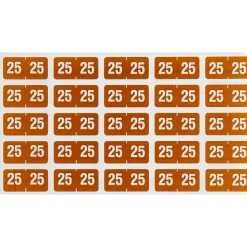 Smead "25" ETS Color-Coded Labels, 1" x 0.5" Brown, 25 Labels/Sheet, 10 Sheets/Pack (67925)