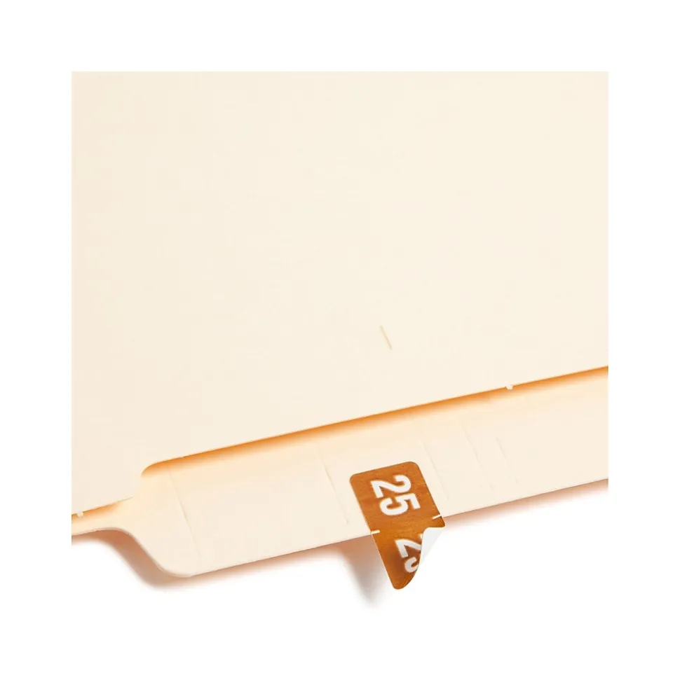 Smead "25" ETS Color-Coded Labels, 1" x 0.5" Brown, 25 Labels/Sheet, 10 Sheets/Pack (67925)