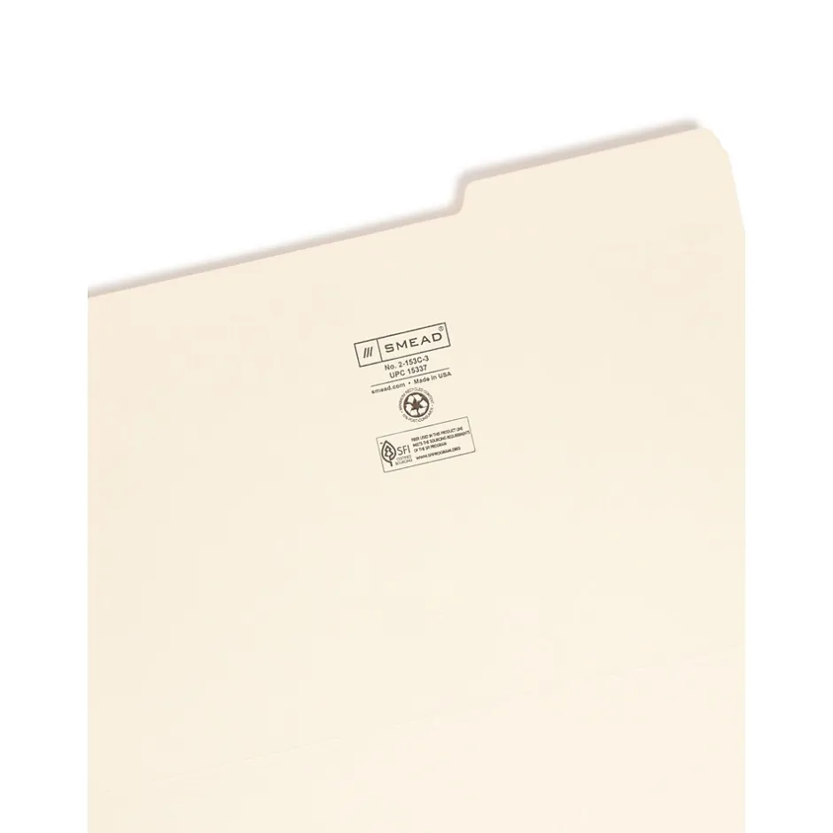 Smead ® File Folder, Reinforced 1/3-Cut Tab Right Position, Legal Size, Manila, 100/Box (15337) Best