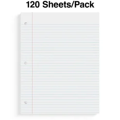 Staples College Ruled Filler Paper, 8" x 10.5", White, 120 Sheets/Pack, 36 Packs/Carton (TR37427)