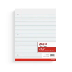 Staples College Ruled Filler Paper, 8.5" x 11", White, 400 Sheets/Pack, 12 Packs/Carton (TR27521) Discount