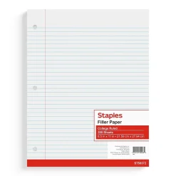 Staples College Ruled Filler Paper, 8.5" x 11", White, 200 Sheets/Pack (TR58372) Discount