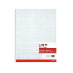 Staples ® Graph Ruled Filler Paper, 8" x 10.5", White, 80 Sheets/Pack (ST25634D) Clearance