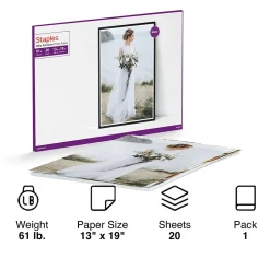 Staples Ultra Premium Matte Photo Paper, 13"W x 19"L, 20/Pack (19896-CC)