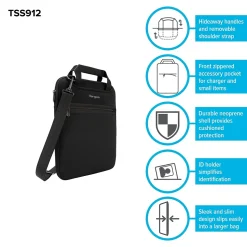 Targus Slipcase Laptop Sleeve, Black Polyester (TSS912)