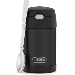 Thermos FUNtainer Stainless Steel Vacuum-Insulated Food Jar with Folding Spoon, 16-Oz., Black Matte (F31101BK6) Discount