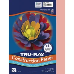 Tru-Ray 9" x 12" Construction Paper, Salmon, 50 Sheets (P103010)