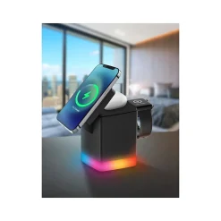 Vivitar Magnetic 3-in-1 Wireless Charging Stand, USB-C, Black (PWR5003-BLK-T35-12)