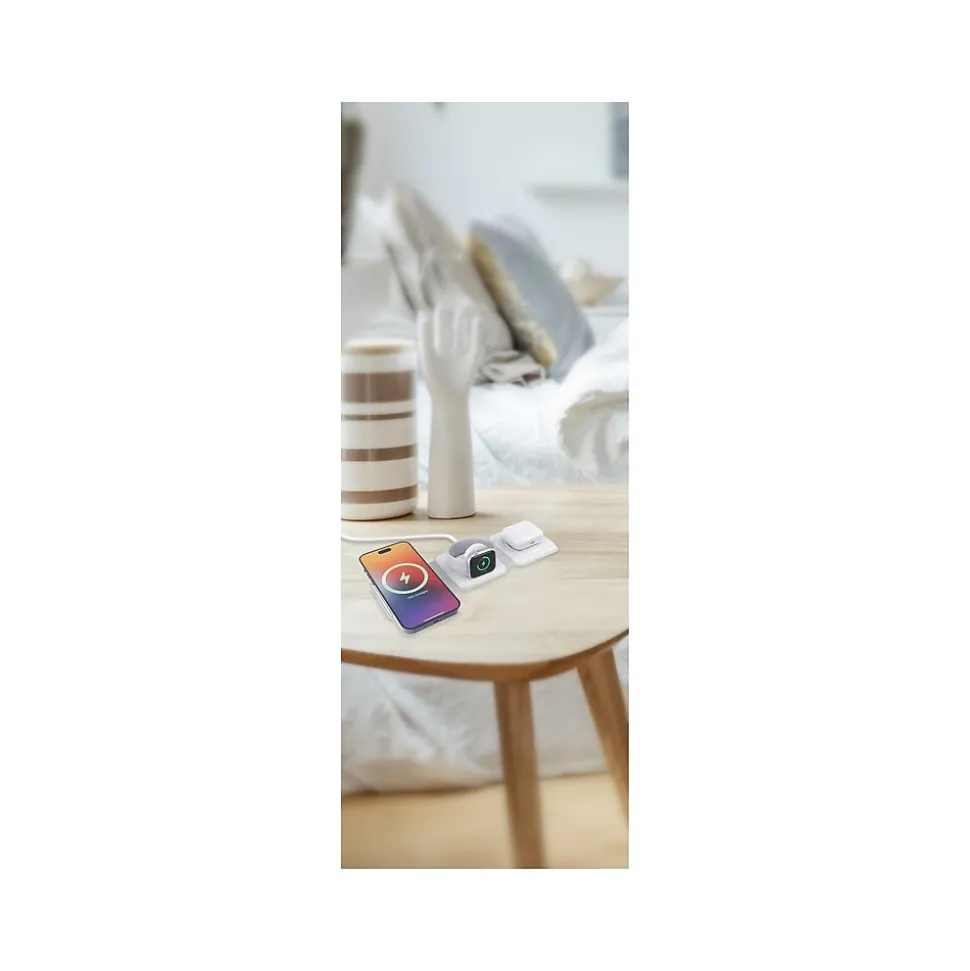 Vivitar Magnetic 3-in-1 Wireless Charging Stand, USB-C, White (PWR5002-WHT-T35-12)