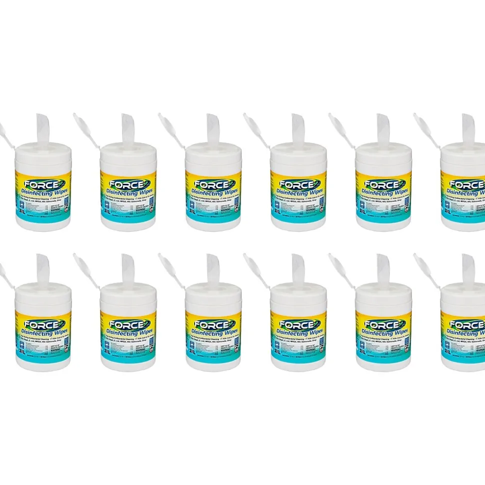 2XL Corp Force2 Disinfecting Wipes, 220 Wipes/Container, 12/Carton (MC7070)